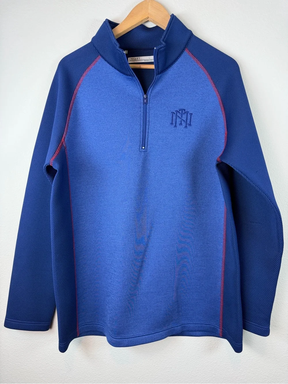 Criquet Quarter Zip Pullover Blue Raglan Long Sleeve Performance Shirt Sz Large